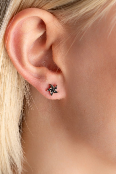 Heliophilia Silver Pendientes de Plata de Ley 925 Negros Stud NRZ99417